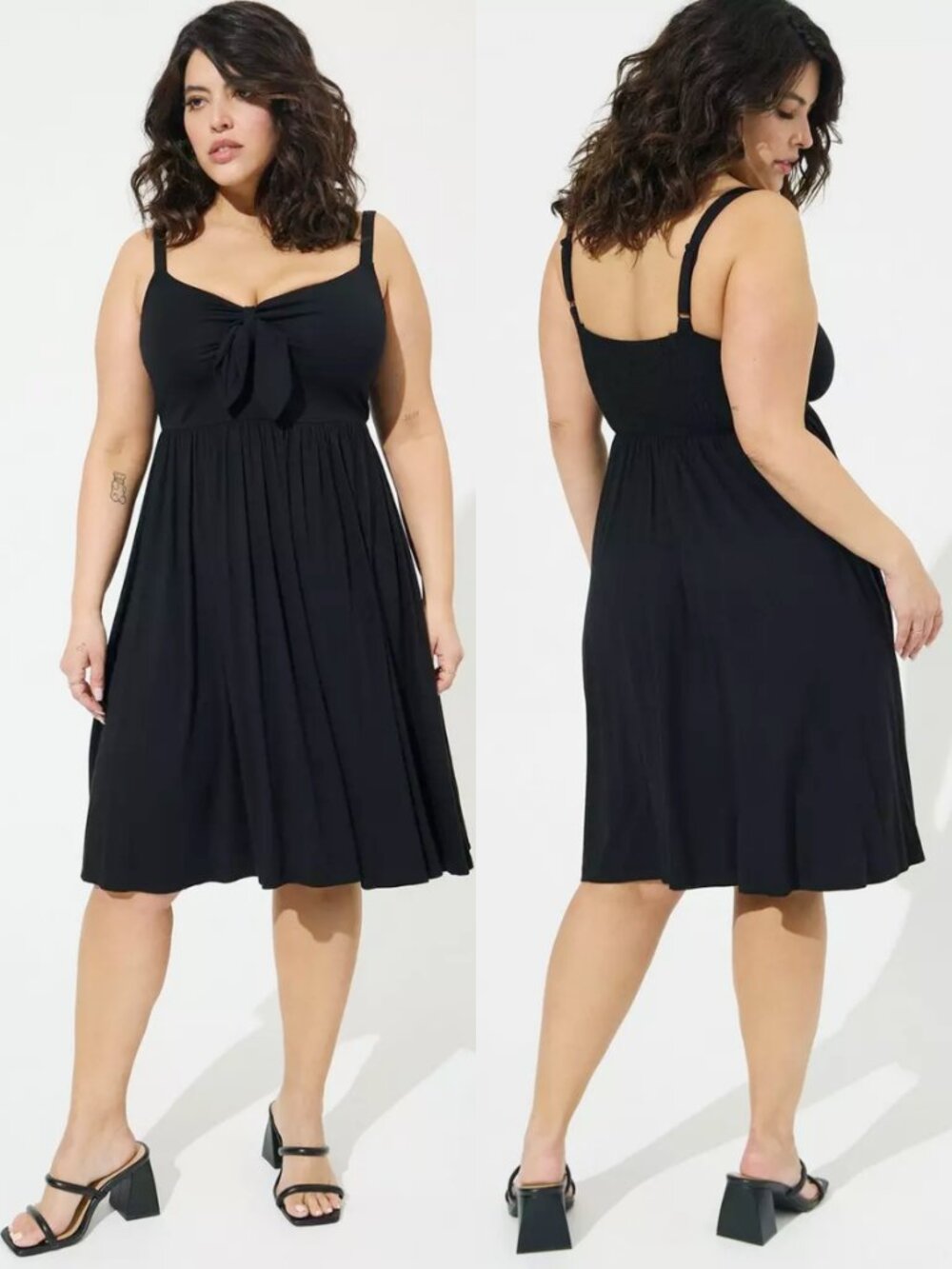 NWT Torrid 1 Black Mini Super Soft Bow Front Skater Dress 1X 14 16